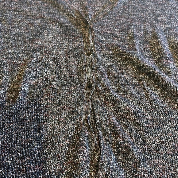 Free People oversized purple black magenta V neck 3 button sweater low high back - Picture 2 of 11